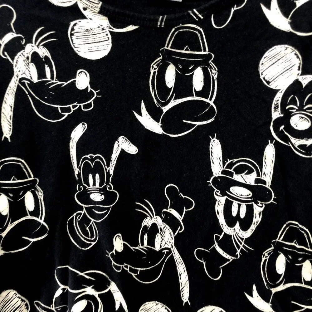 Zara Girls 13-14 Disney Long Sleeve Cropped T Shirt Black Beige Mickey & Friends